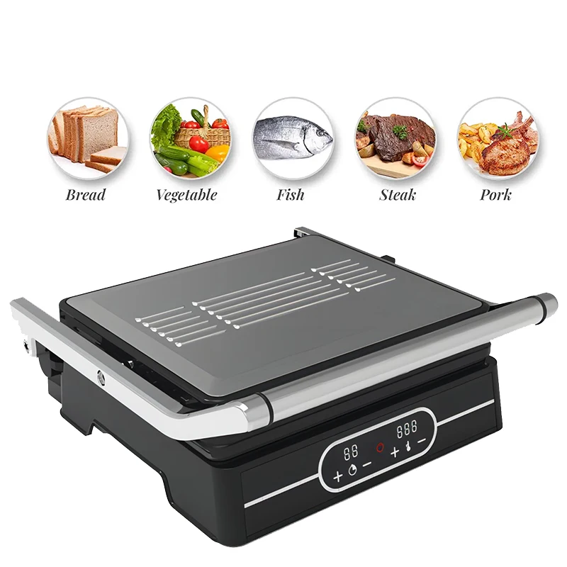 Wholesale Digital Control Contact Grill Maker Electric CB CE Stainless Steel Non-stick Multifonction Table Healthy Panini Grill