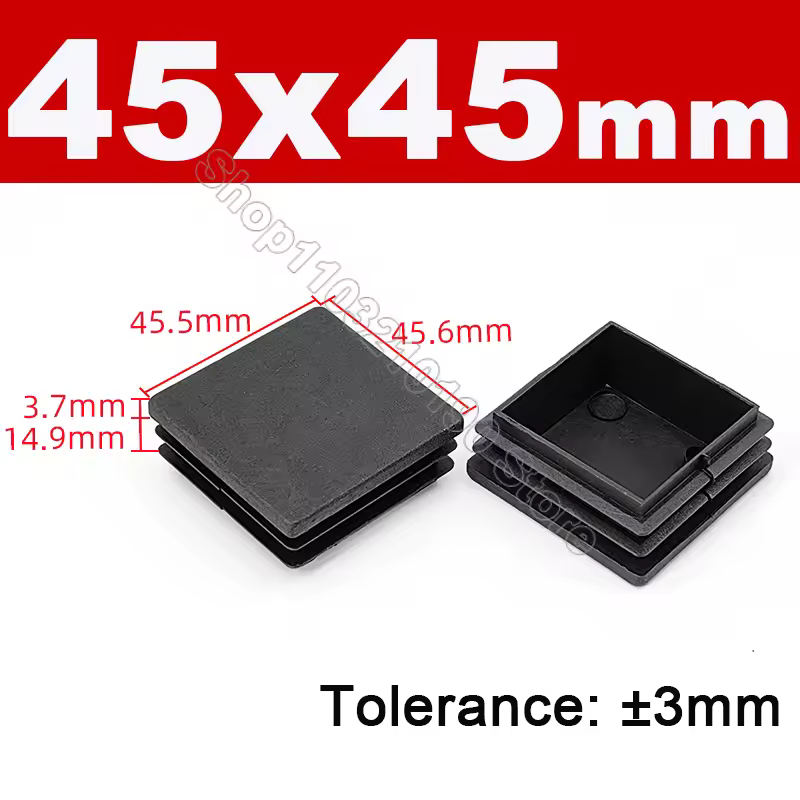 Black Square Pipe Tube Cap Plastic Tubing End Cover Glide Insert Blanking End Plugs Bung 10/13/15/16/18/19/20//22/23/25/28-200mm - Image 22