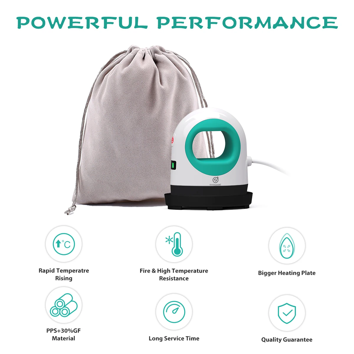 MiniB Heat Press Small Heat Press with 4.33'' *2.67'' Ceramic-Coated Heat Plate for Small Objects Like Shoes, Stuffed Animals, H