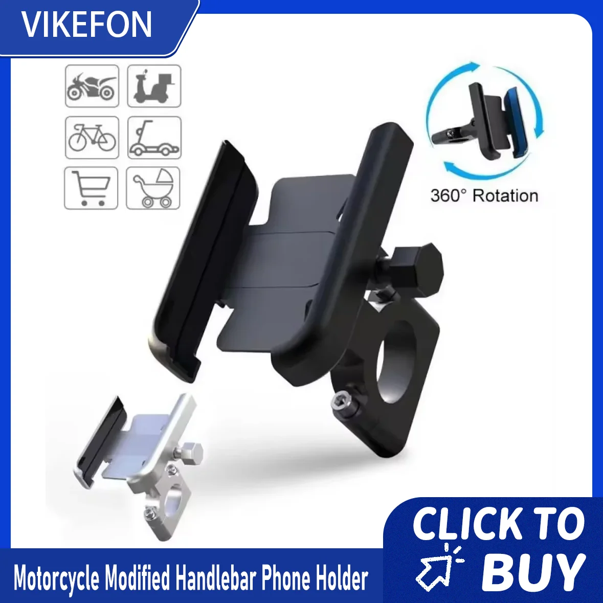 Soporte Universal para Teléfono Móvil de Aleación de Aluminio para Manillar de Motocicleta, Soporte para Espejo Retrovisor de Bicicleta, Soporte Celular para Moto