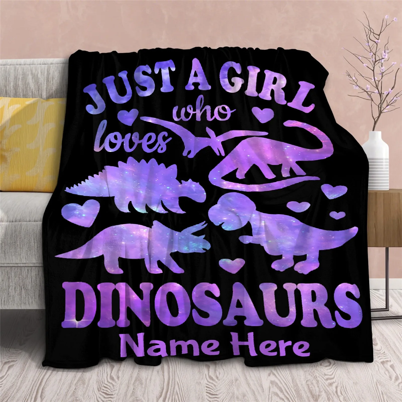 

Ust A Girl Who Loves Dinosaurs Flannel Blankets DIY Name 3D Printed Throw Blanket Office Nap Baby Cozy Quilts Dropshipping