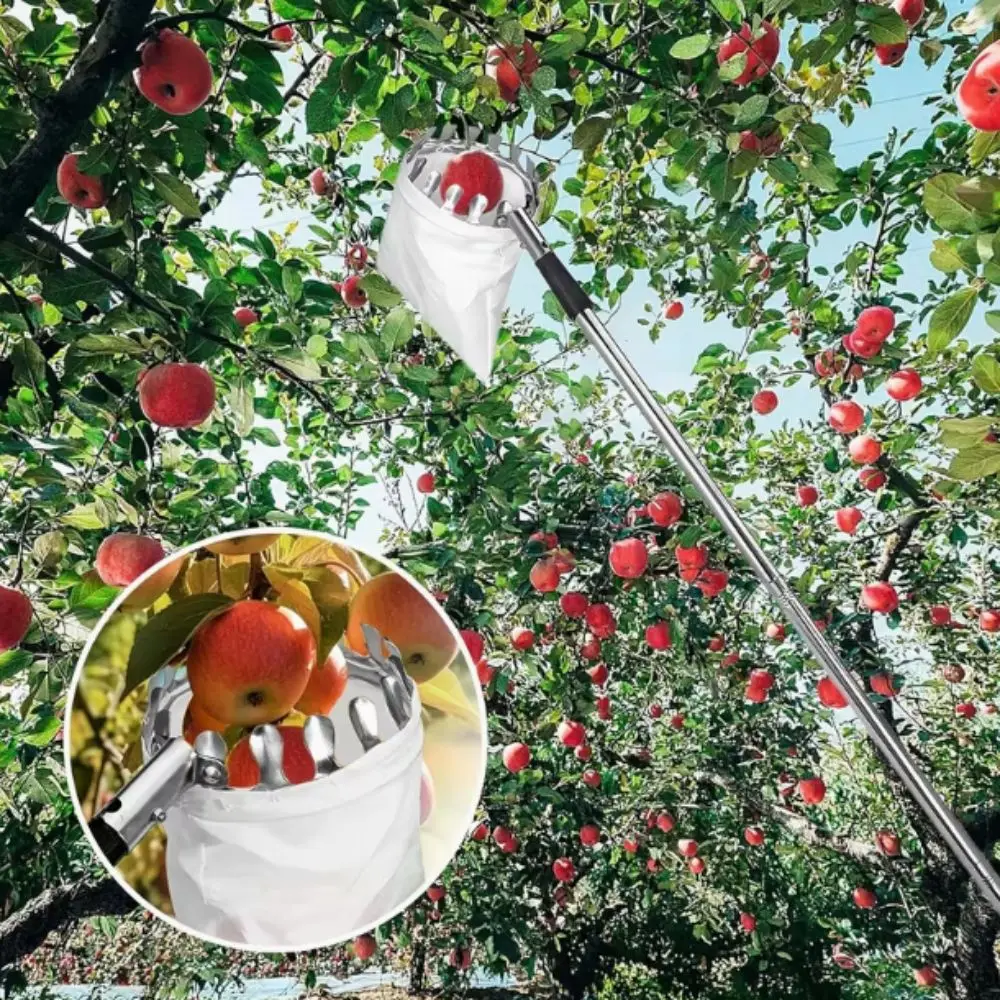 

Машина для сбора фруктов из нержавеющей стали, телескопический инструмент для высоких деревьев, садовые инструменты для экономии труда, инструменты для сбора урожая фруктов