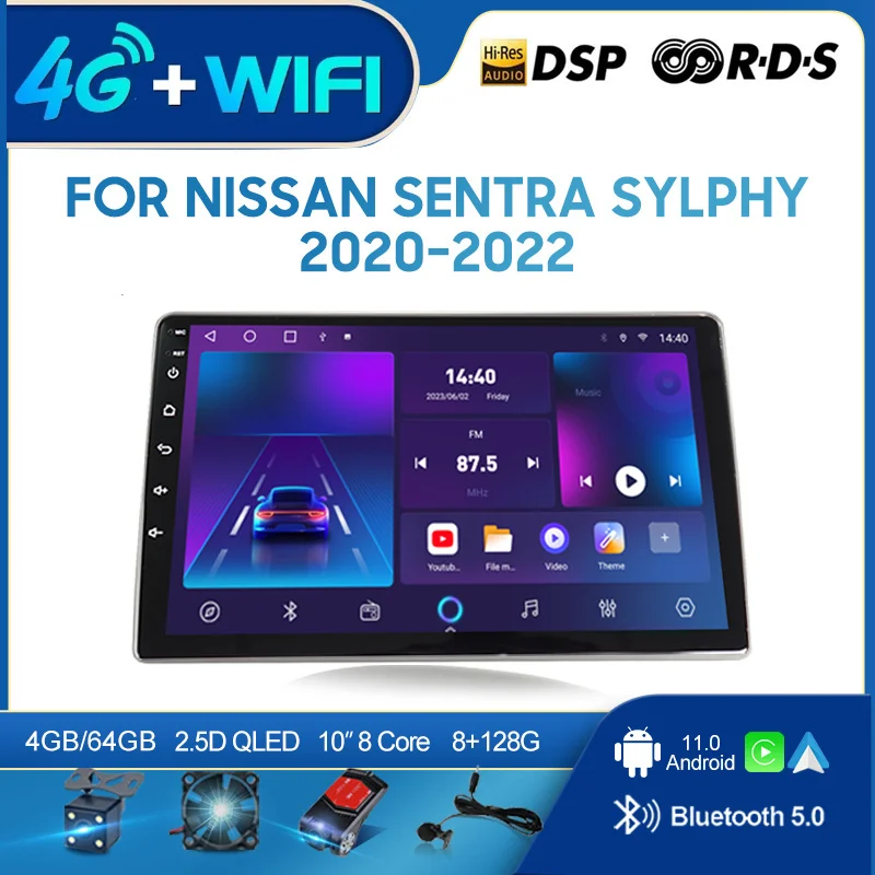 

QSZN For NISSAN SENTRA SYLPHY 2020-2022 2din Android 12.0 Car Radio Multimedia Video Player GPS Navigation 4G Carplay Head unit