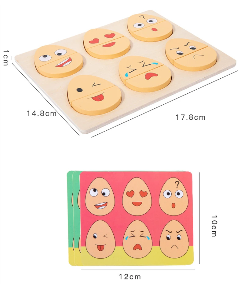 Bloc d'expressions faciales en bois Montessori, jeux éducatifs pour enfants d'âge préscolaire de 3 ans et plus