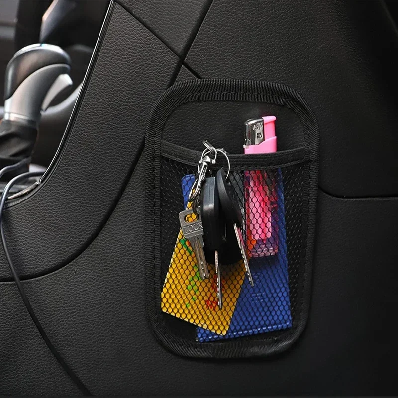 

Car Organiser Storage Bag Adhesive Mesh Pocket Pocket Phone Holder Sundries Nets Interior Accessories 20*14CM 12*17CM Universal