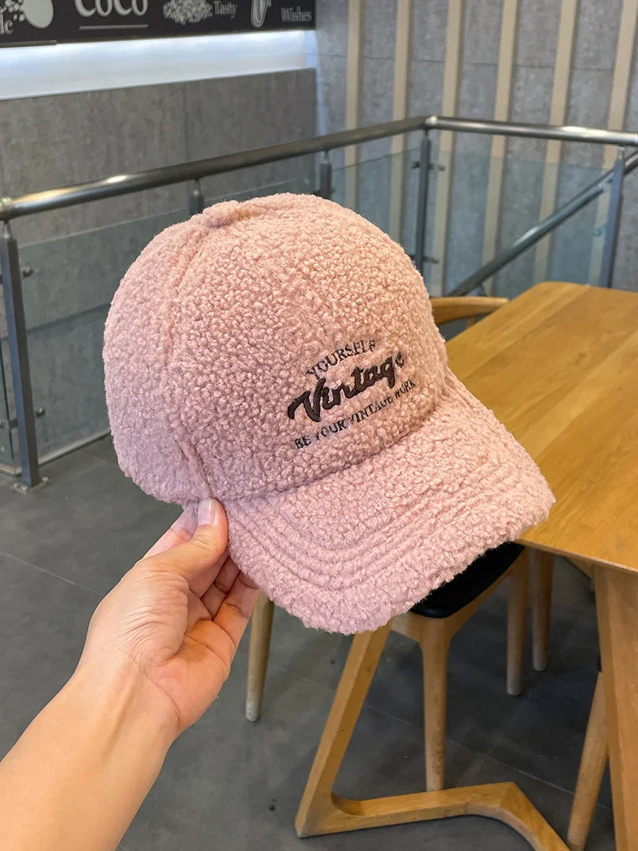 Winter New Lamb Wool Baseball Cap Women's Warm Teddy Plush All-Match Fashion Couple Peaked Cap Men's Fashion