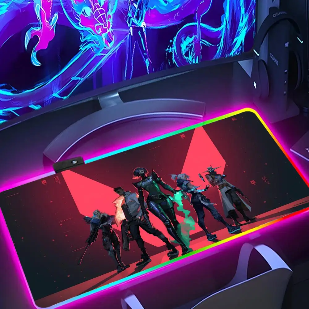 Valorant-T  Mouse Pad Large RGB Mouse Pad XXL LED Mouse Mat Japan Mousepads Table Pads Keyboard Mats Desk Rug With Backlit