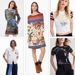 Foreign trade original single Spanish new printed slim round neck long sleeve sweater