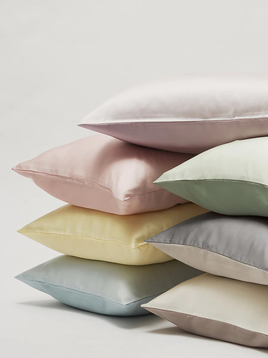 Silk Smooth Single Pillowcase Pure Color Double Sided 60 Thread Count Lyocell Cool Feeling Bedding Accessories for Everyone