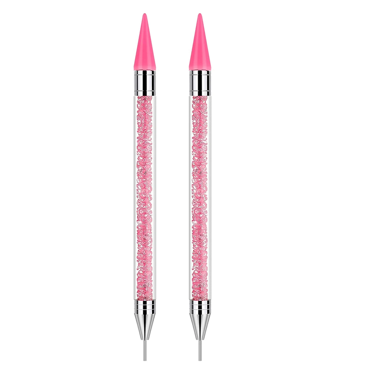 Doppelseitiges Nagelrhinestone-Pick-Tool-Set, Wachspunktierstifte, gebogene Pinzette, Rhinestone-Aufbewahrungsschale, DIY-Nagelkunst-Edelstein-Aufnahmewerkzeug