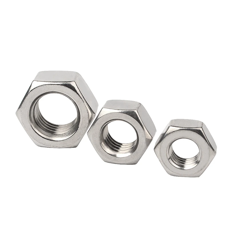 DIN934 Hex nut 304 stainless steel Thread M1 M1.2 M1.4 M1.6 M2 M2.5 M3 M4 M5 M6 M8 M10 Hexagon Nut Hex Nuts
