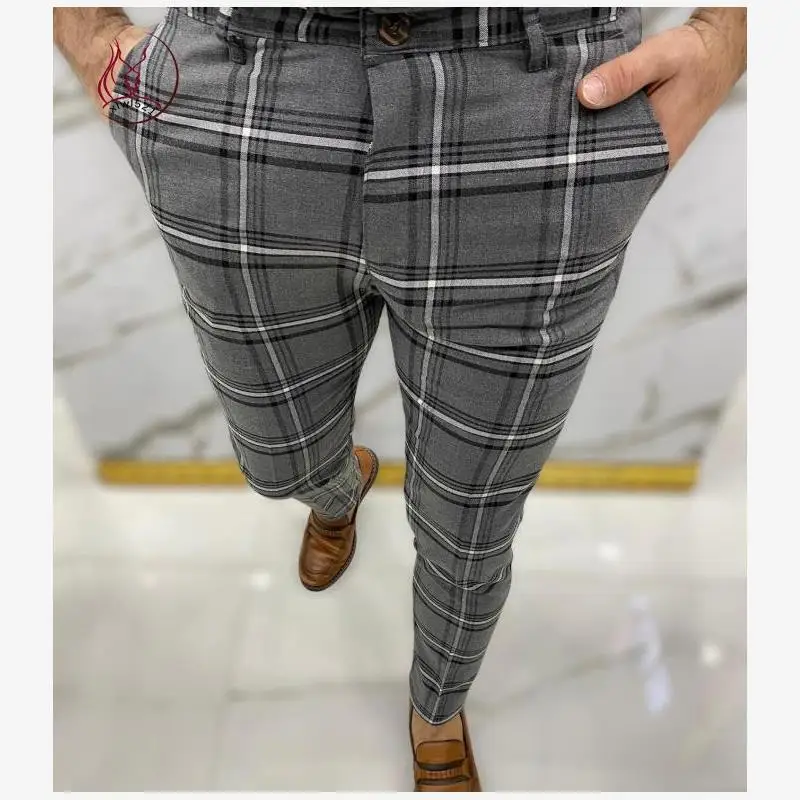 

Мужские повседневные брюки в клетку, прямые брюки со средней талией, длинные брюки, общий молодежный комбинезон Vitali Sle, всесезонный универсальный
