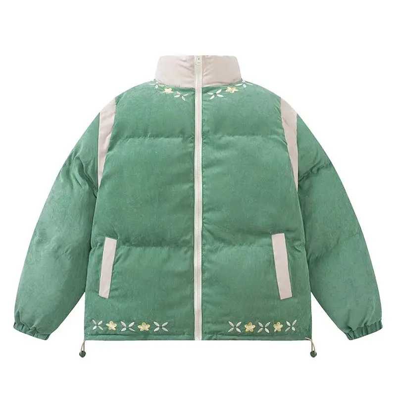 

Autumn and Winter New Women's Down Cotton Jacket Loose Commuter Splicing Embroidered Jacket