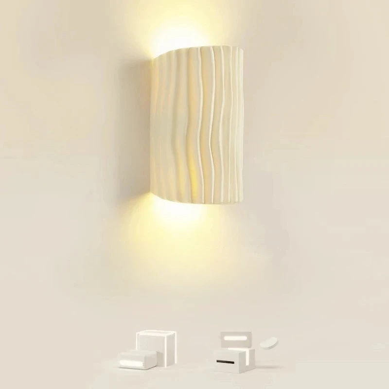 Modern Wavy Vertical Texture Cylinder LED Wall Sconce Up Down Light Indoor Wall Lamp Bedroom Hallway Background Decor