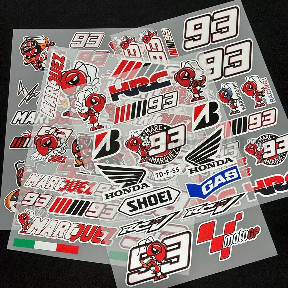 Universal Racing Theme Stickers Kit Waterproof Reflective PVC Decals for Motorbike Helmet Car Laptop DIY Accessories