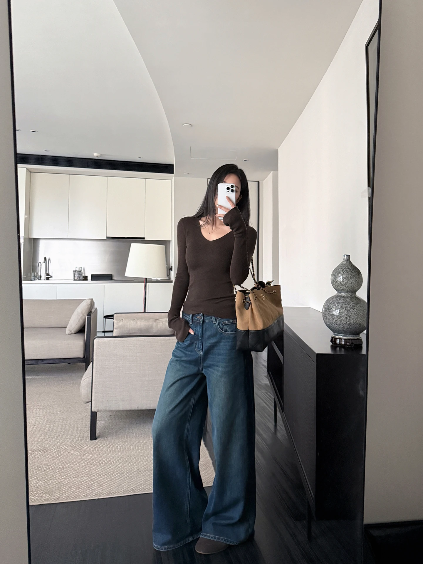 

Темно-синие повседневные джинсы с высокой талией и широкими штанинами для женщин, весенняя мода, ретро-стиль, хлопковые джинсовые брюки, удобная посадка, прямой крой