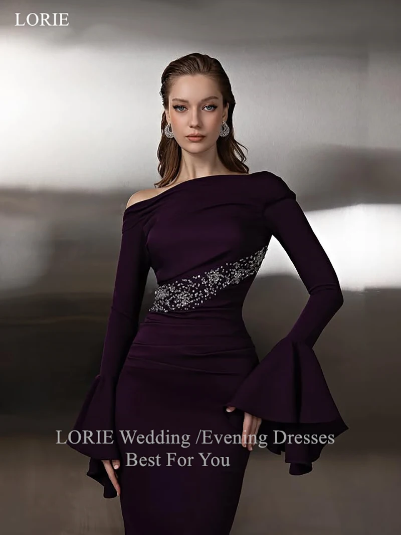LORIE Elegant Purple Evening Dresses Sequined Mermaid Evening Prom Dress Maxi Bodybon Floor-Length Prom Gowns Customized