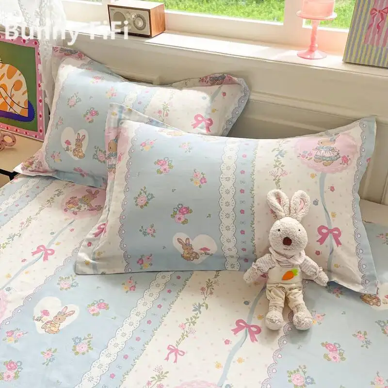 2PCS 100% Cotton Pillowcase Pair 48x74cm Pillow Inner Cover Pure Cotton Home Use Adult Single Latex Pillow Core Cover