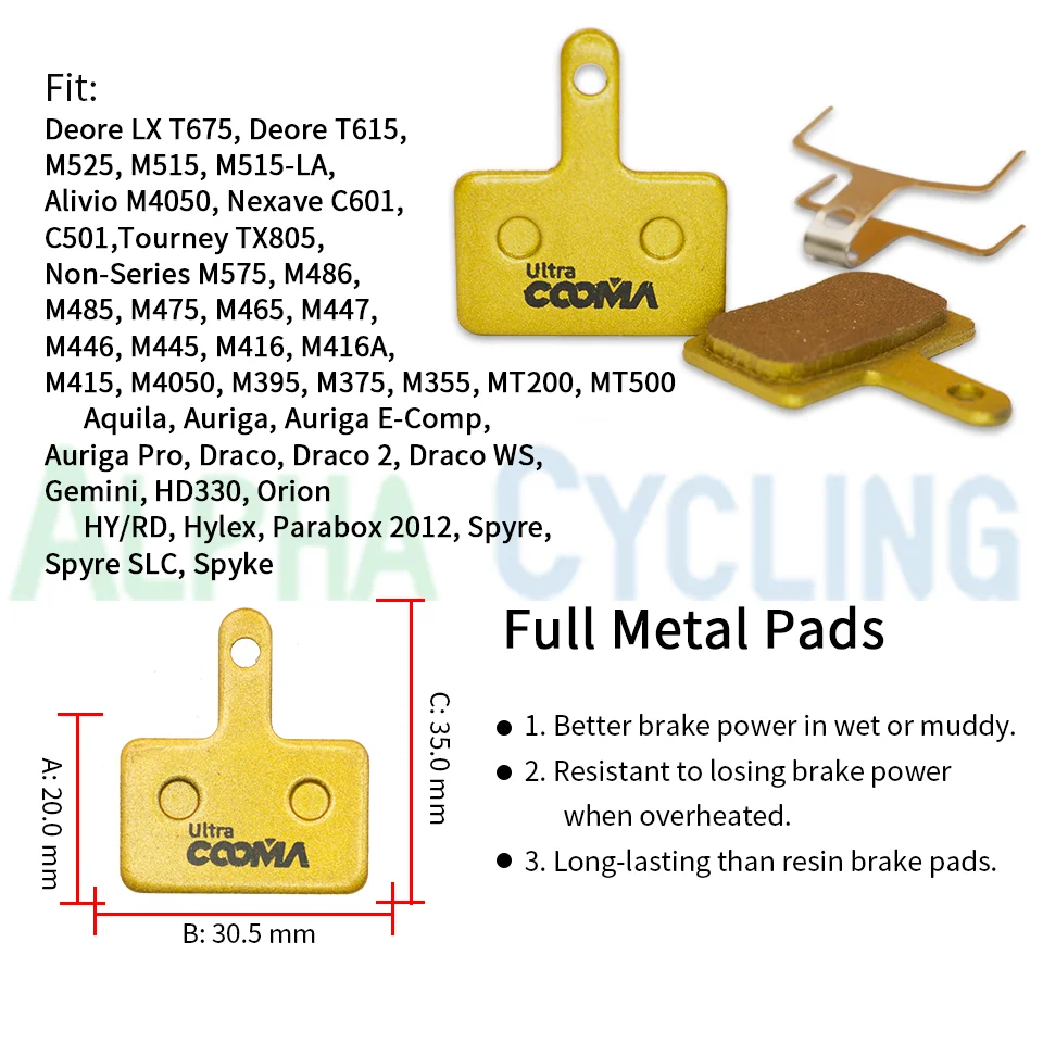 Bicycle Brake Pads for SHIMANO B01S MT200/M315/M355/M375/M445/M446/M575/M525/ M515/Drako/HDC-300/Auriga comp Gemini, 4 pairs