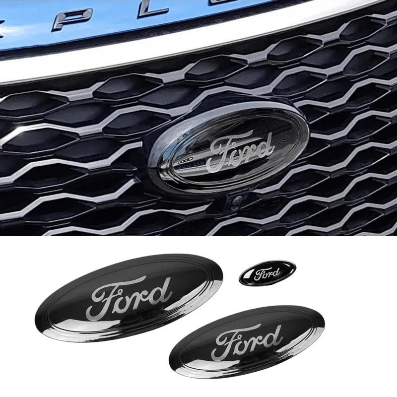 Car Front Rear Emblem Sticker for Ford Edge Escape Fiesta Transit Ranger Roush Fusion Focus Mondeo Kuga Auto Steering Wheel Logo