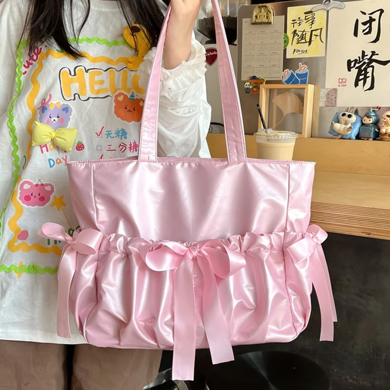 HAEX estetica Ita borse donna nuovo Harajuku Y2K nastro 2 lati Tote spalla Bolso Mujer lucido Designer borse di lusso femminile