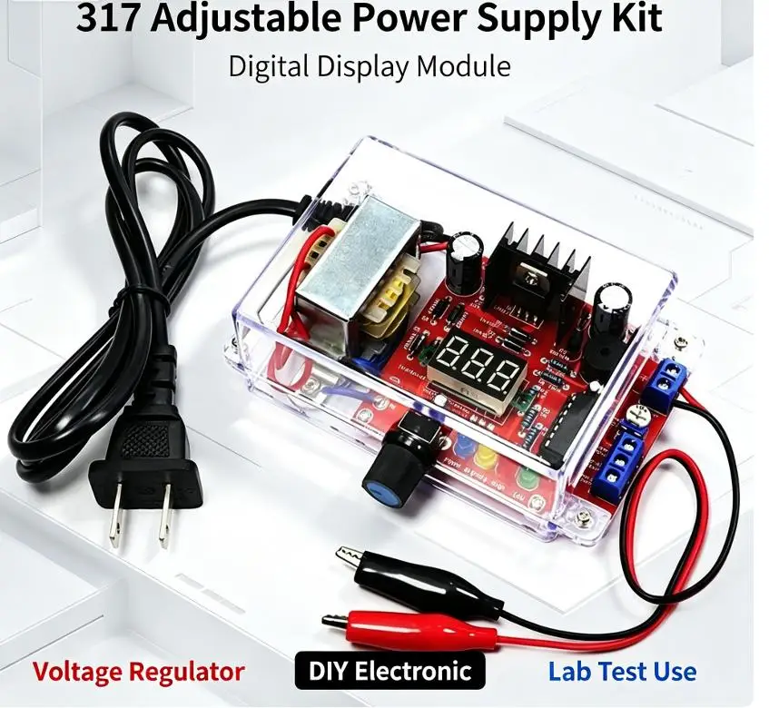 LM317 Voltage Regulator Power DIY Kit AC 110V 220V to 1.25V-12V Adjustable Output for College Physics Experiment Courses