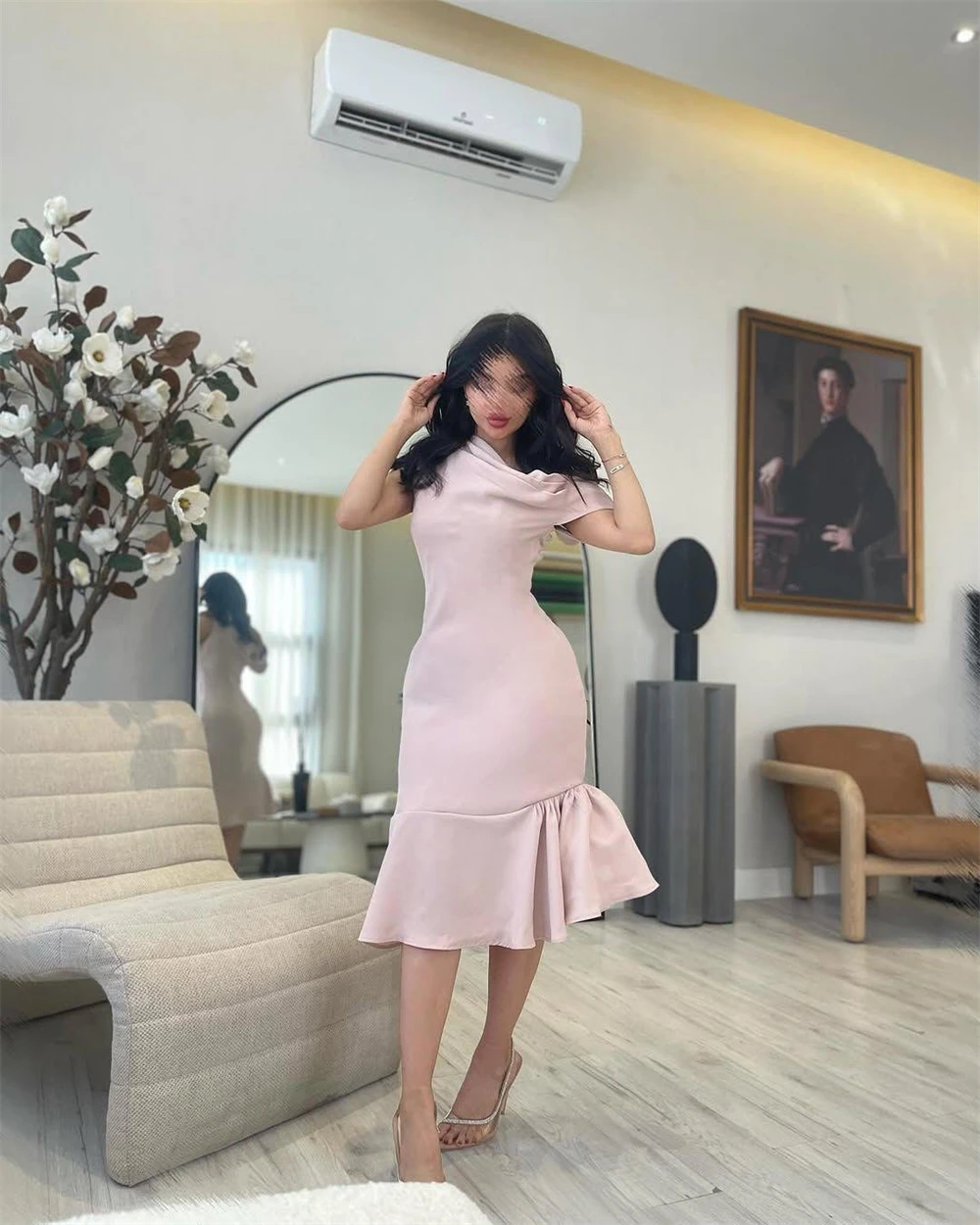 Vestido de noche de Jersey de un hombro, sencillo, personalizado, clásico, largo hasta el té, corte en A, cremallera en la espalda, vestidos de fiesta de alta calidad