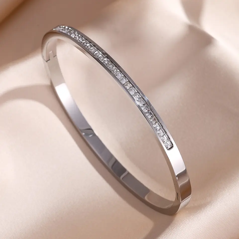Zirconia Bracelet Set for Women | Stainless Steel Bangles