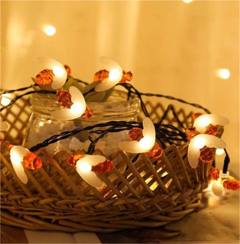

5/7/12M Solar Powered Cute Honey Bee Led String Fairy Light Bee Outdoor Garden Fence Patio Garland Lights Wedding Birthday Decor
