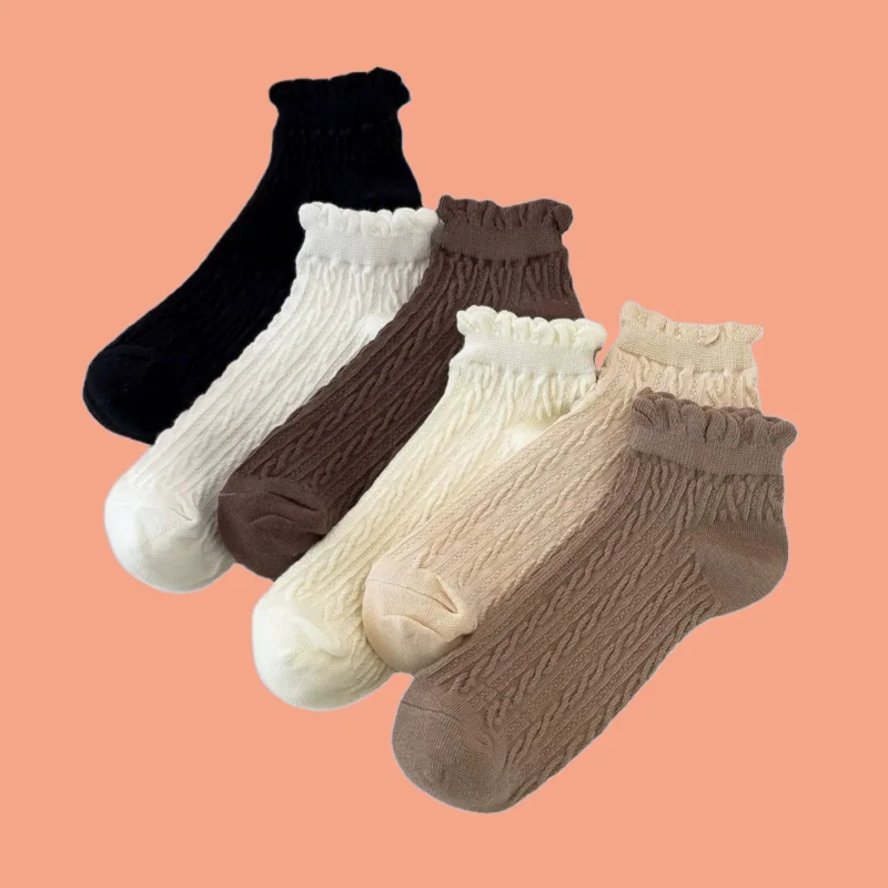 

5/10 Pairs High Quality Low Top Coffee Color Socks Women's Short Socks Autumn Jk Cute Shallow Mouth Student Women's Socks