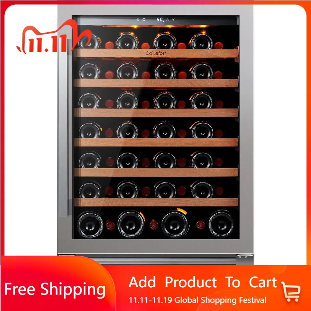 ثلاجة نبيذ مقاس 24 بوصة، ثلاجة تبريد 54 زجاجة، 40-65 ° F باب زجاجي للثلاجة، 3 ثلاجة LED #1