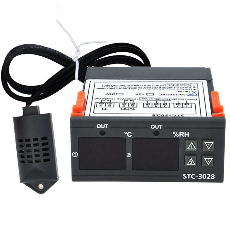 듀얼 디지털 온도조절기 온도 습도 제어 온도계, DC 12V 습도계 인큐베이터 컨트롤러, 1 개