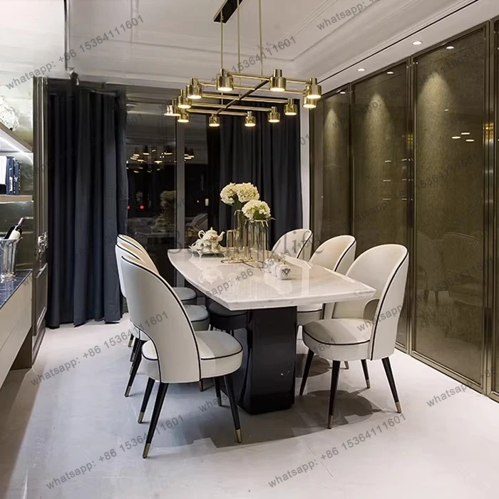 American post-modern light luxury solid wood dining table and chairs Hong Kong-style furniture customization