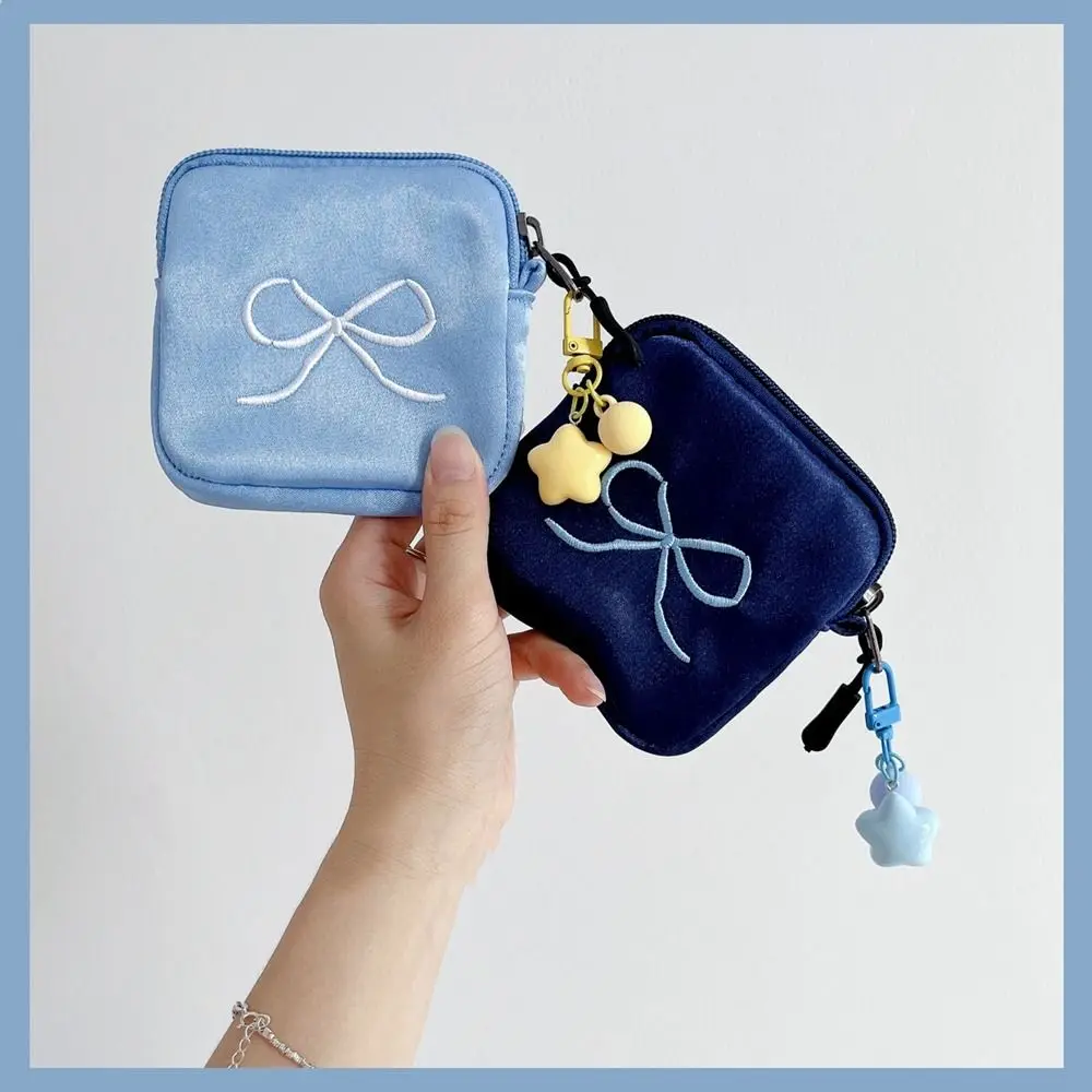 

Multifunctional Portable Bow Coin Purse with Pendant Bowknot Cute Zero Wallet Soft Korean Style Cosmetic Bag Earphone