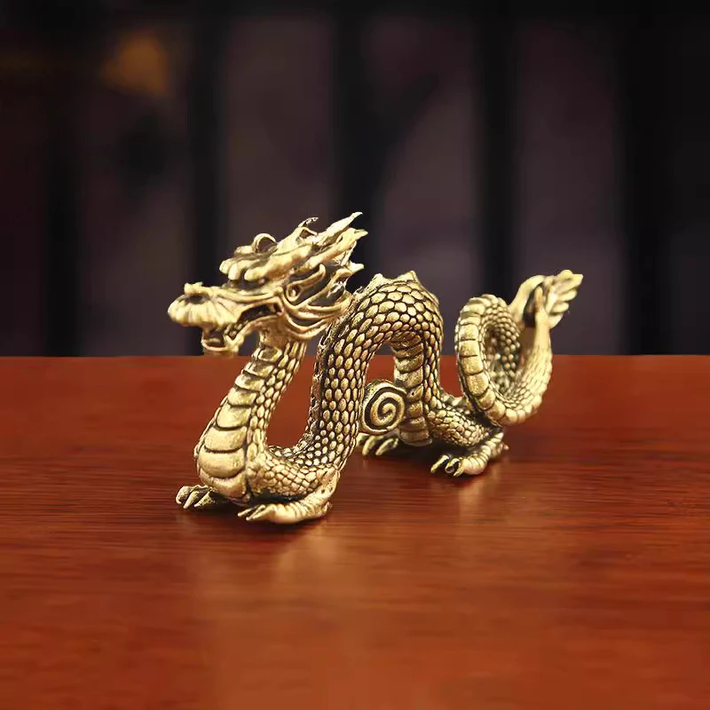 Vintage Brass  Cloud Dragon Ornament Zodiac Dragon Home Office Desk, Tea Table, Home Decoration Bronze Craft Gift, 1Pc
