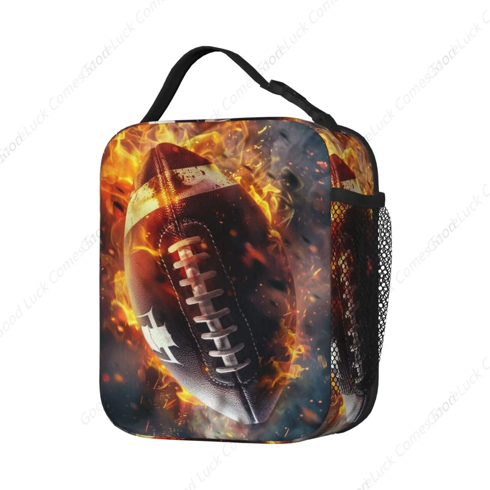 صندوق غداء كرة القدم لهب - حقائب غداء معزولة للأولاد/الفتيات/النساء/الرجال بمقبض قابل للفصل وحقيبة حمل الوجبات #2