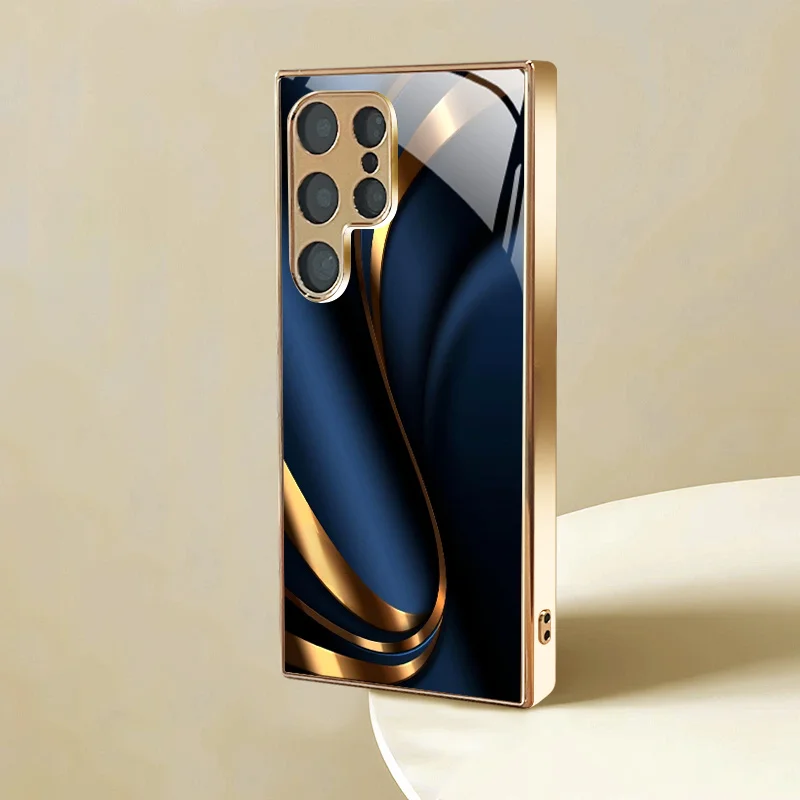 

End line pattern gold plated phone case for Samsung Galaxy S26 S21/S21 S22/S22 S23/S24/S24 S25/S25 Ultra Anti-drop protection