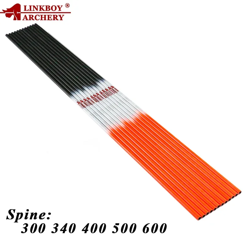 

6pcs Linkboy Archery Carbon Arrows Orange Shaft ID6.2mm Sp340-800 for Traditional Bow Shooting Arrow Accessories