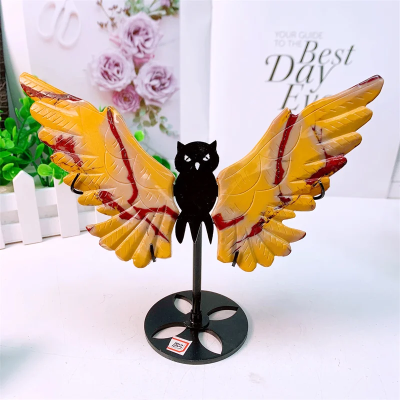 

Natural Mookite Owl Wings Crystal Carving Crafts Healing Energy Stone Home Decoration Fengshui Birthday Gift 1pair