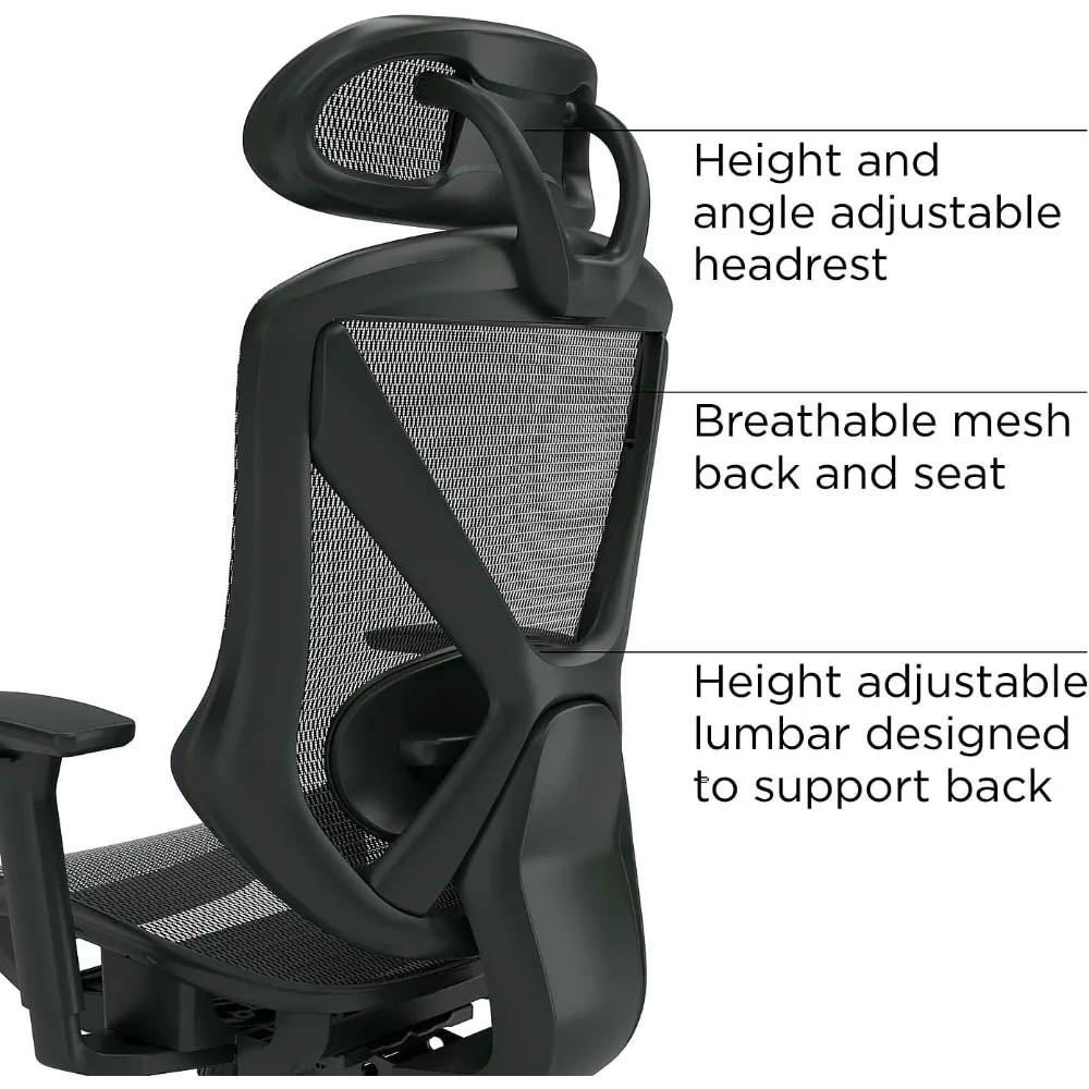 kursi kantor putar mesh ergonomis berwarna hitam - dexley un56946