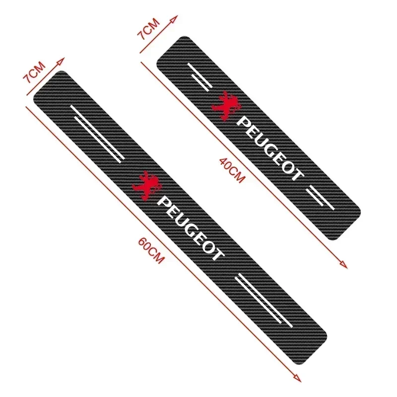 Car Door Plate Carbon Fiber Threshold Protector Sticker Decals for Peugeot 206 307 308 3008 207 208 407 508 2008 Car Accessories