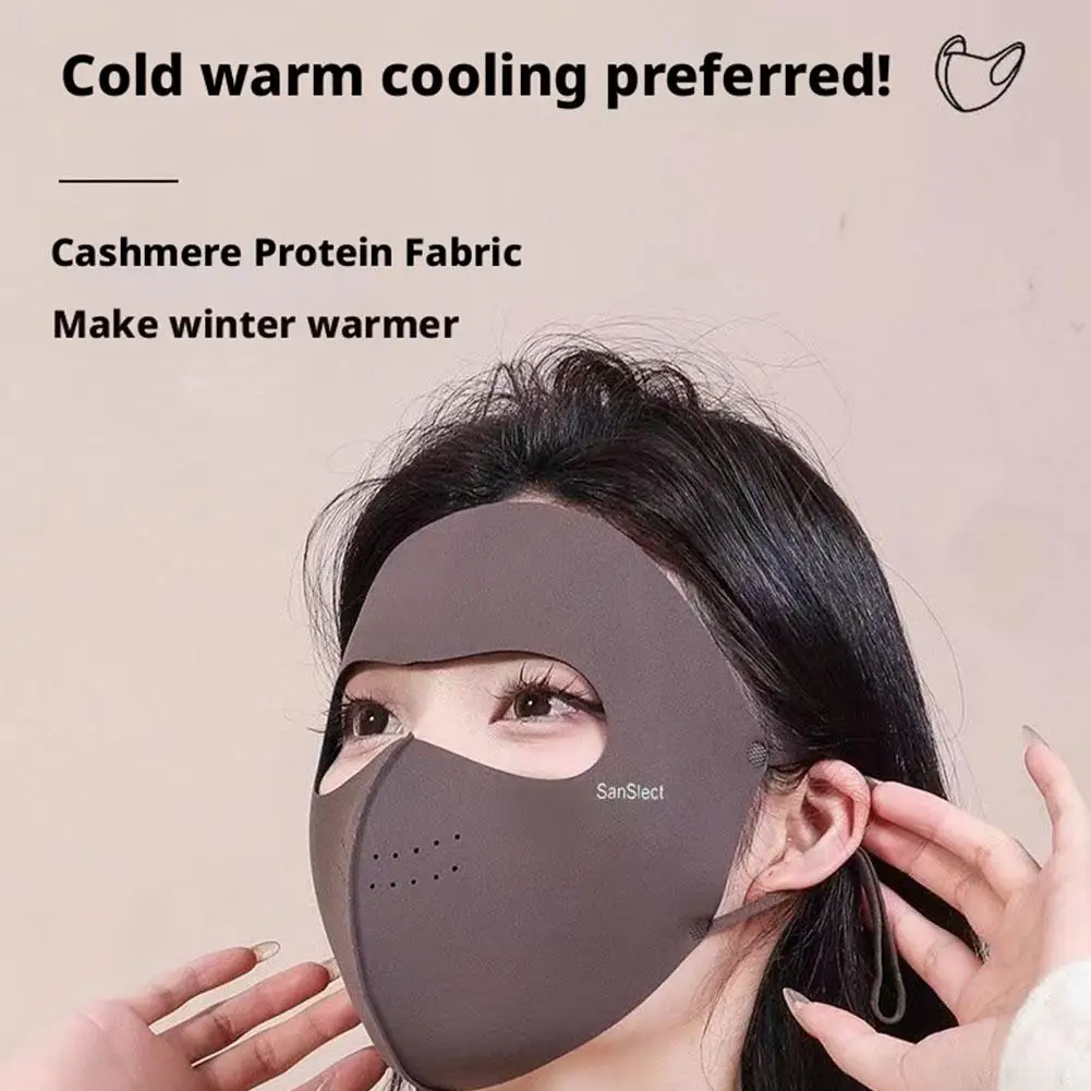 Зимняя маска для лица на флисовой подкладке из волокна гиалуроновой кислоты 360° °   Полнолицевой чехол, ветрозащитный, морозостойкий, антибактериальный дизайн для езды на велосипеде