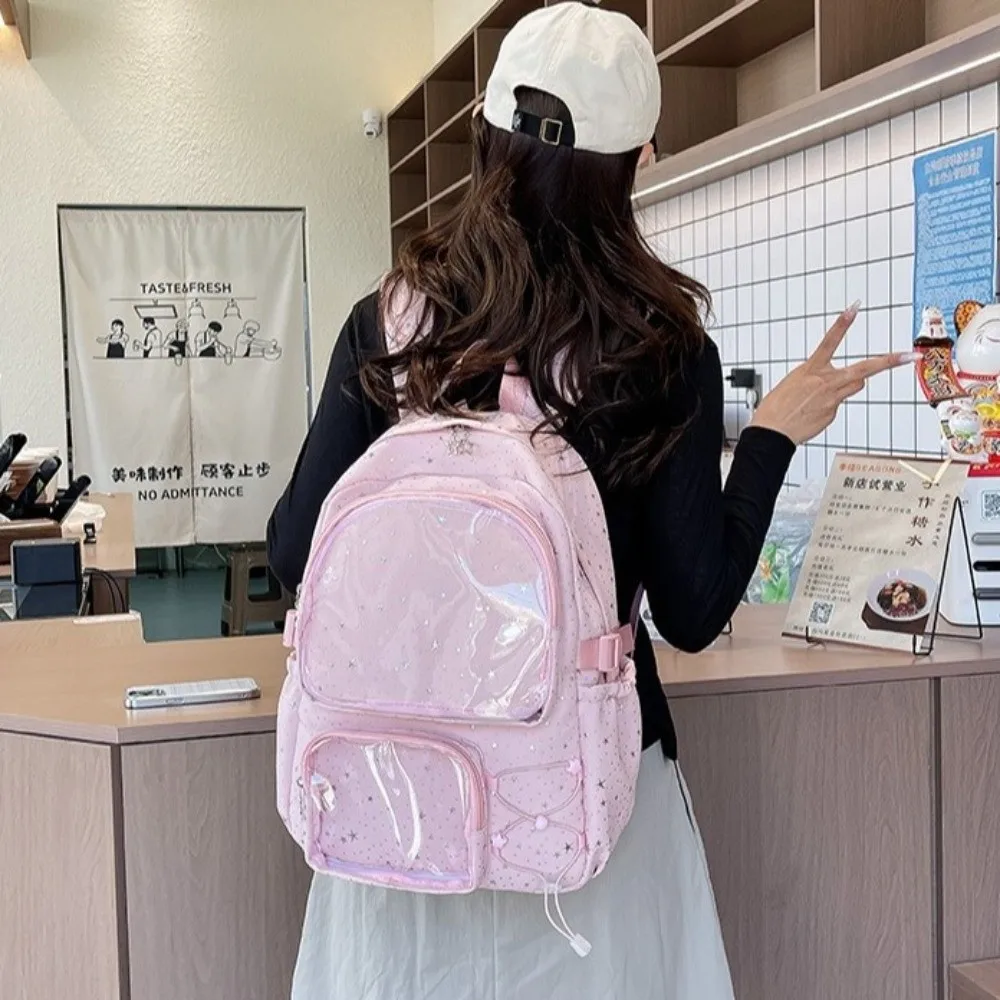 Casual Oxford Cloth Star Backpack Y2k Print Nylon Backpack College Style Lolita Students School Bag Women