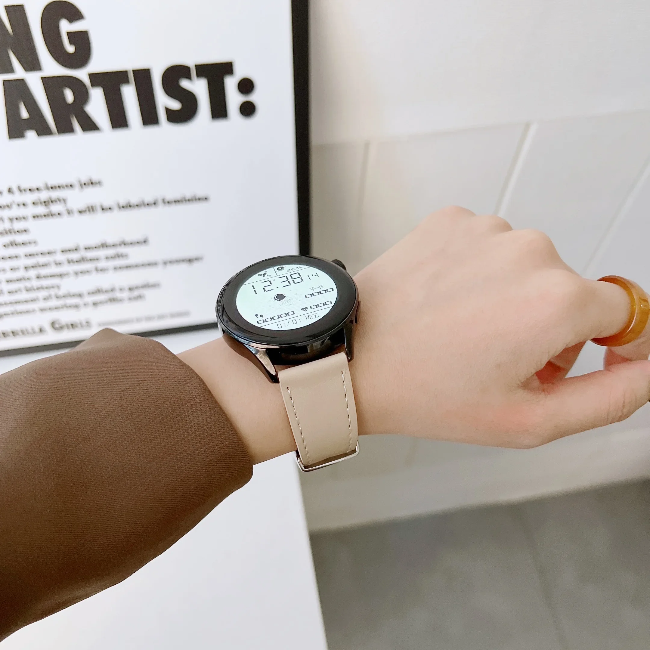 22mm Leather Strap for Samsung Galaxy Watch 3/Huawei Watch 3/4/GT4 Soft Sports Bracelet Wristband for Amazfit GTR Wristband Belt