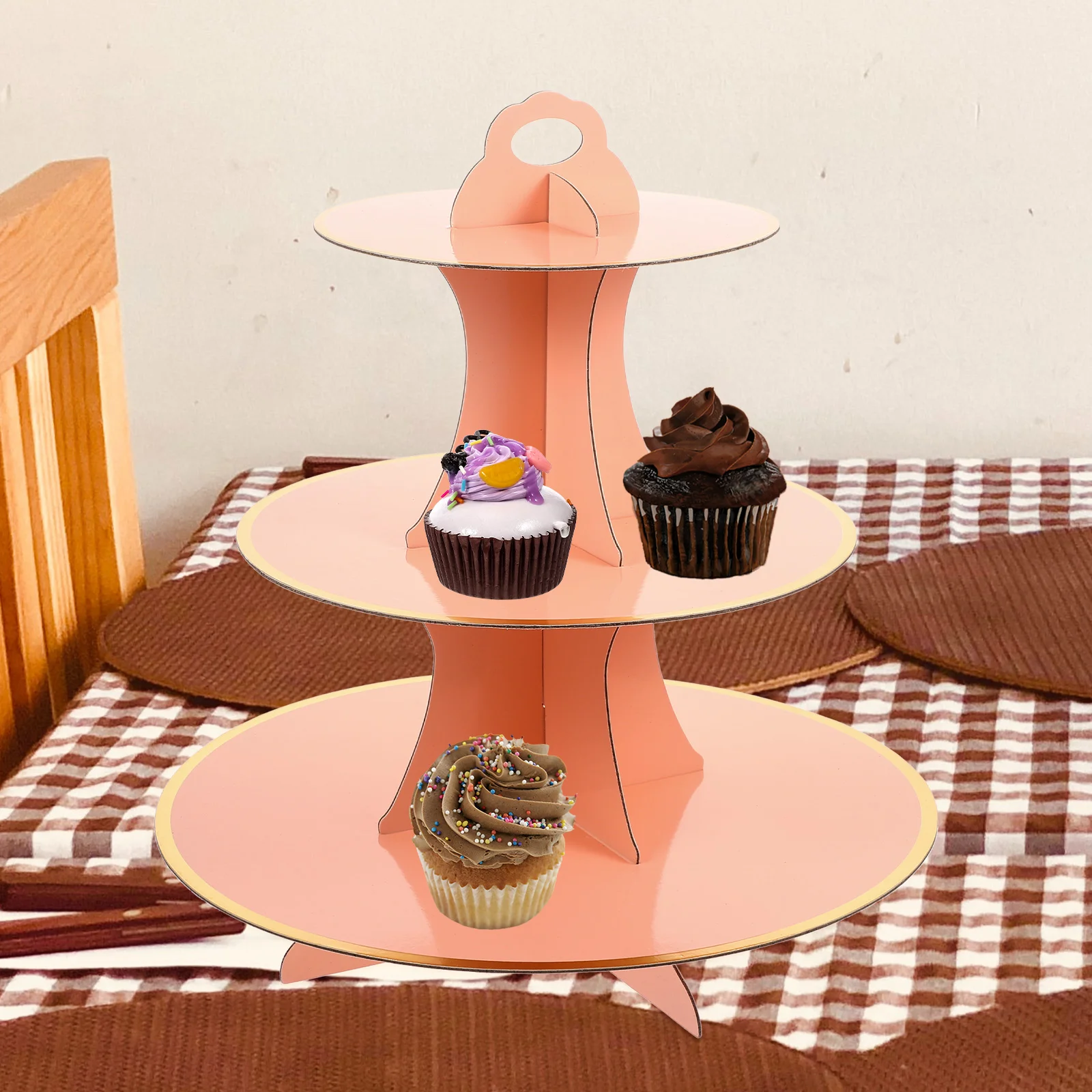 Creative Cake Holder Exhibition Dessert Stand Decor Convenient for Display Bronzing Multifunctional Desktop Cupcake