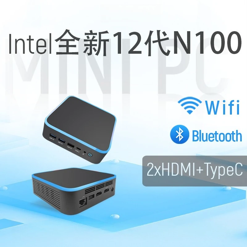 

12Th generation N100 mini X86 microcomputer host barebones MiniPC cloud end point machine TypeC energy saving and power saving
