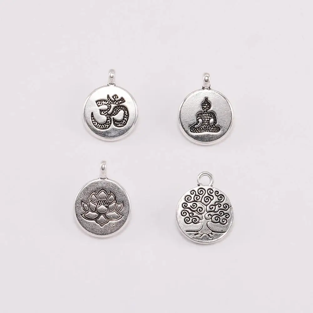 10Pcs/lot ZincAlloy Tibetan Plated Yoga OM Buddha Lotus Charm Style Pendants For DIY Bracelet Jewelry Making Finding Accessories