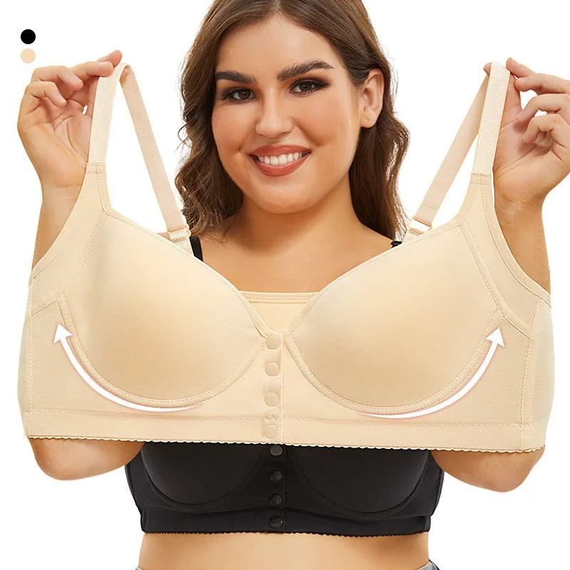 A-GCup75-115 Women Over Plus Size Bra European and American Size with Steel Ring Adjustable Shoulder Strap Solid Front Buckl Bra