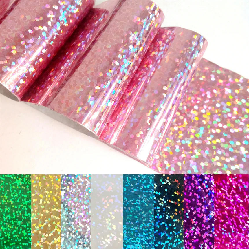 Wholesale Holographic Pink Nail Transfer Foil 100cm*4cm Laser Beads DIY Decals Tips For Gluing Manicure Accessory Nails Sticker