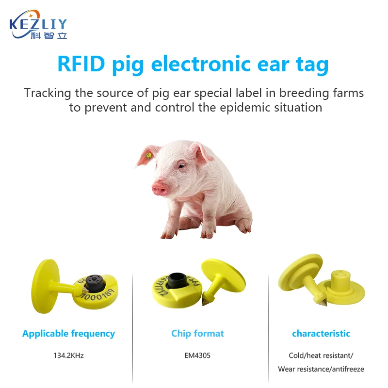 125/134 양 양 돼지 소 소 귀 태그, RFID 귀 태그, 농장 가축 동물 식별 칩, 2kHz 칩